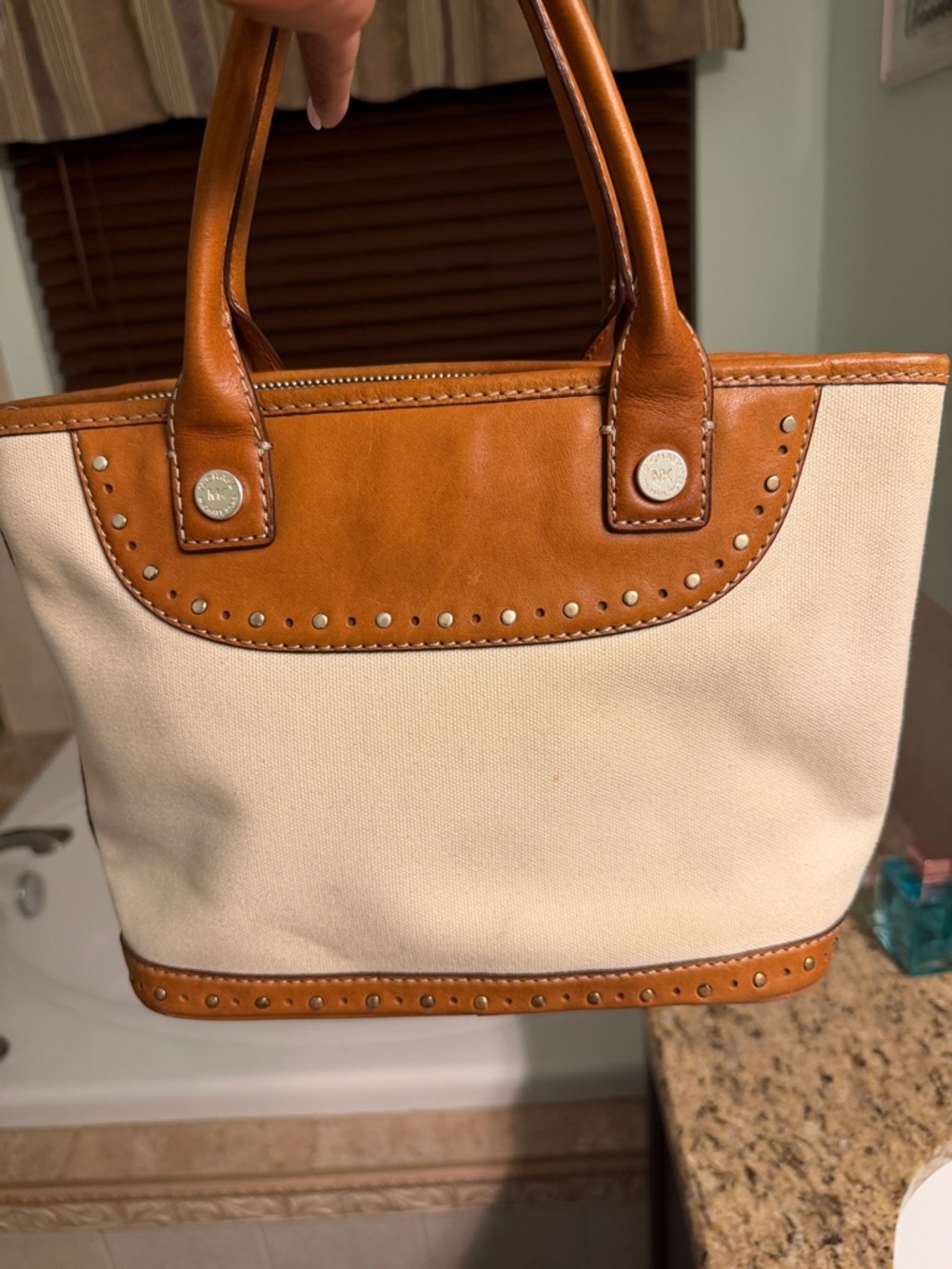 Michael Kors Elegant Cream and Tan Shoulder Bag